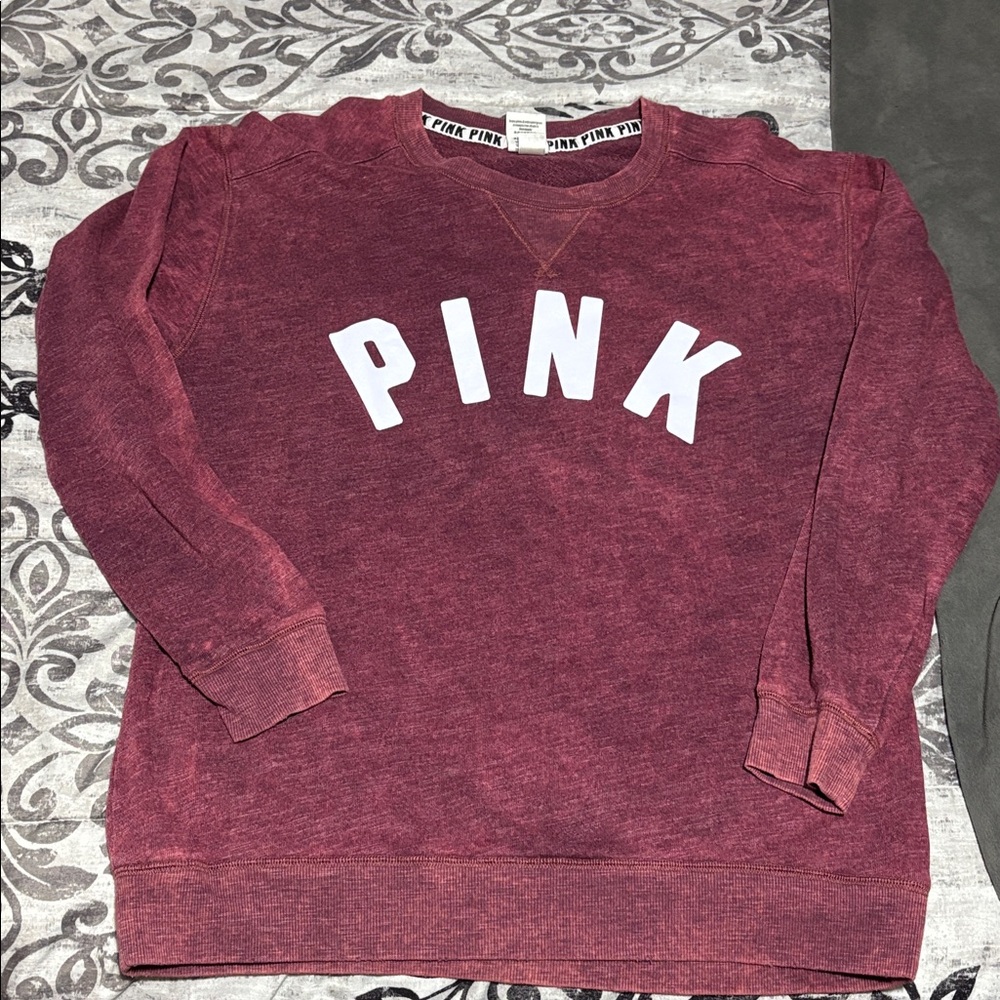 PINK Victoria's Secret Burgundy Crew Neck Sweater
